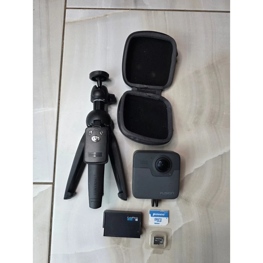 GoPro Fusion 360 Waterproof Action Camera Bundle with Tripod Case 8GB SD Card W3